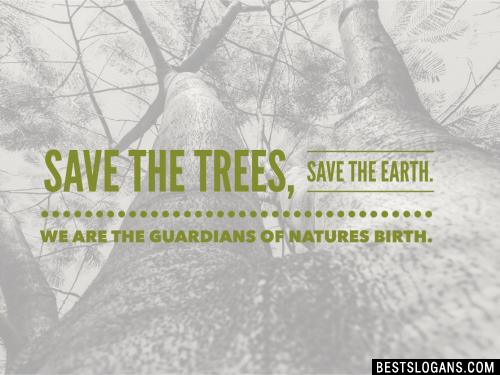 Save the trees, save the Earth. We are the guardians of natures birth.