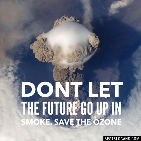 Dont let the future go up in smoke. SAVE THE OZONE.