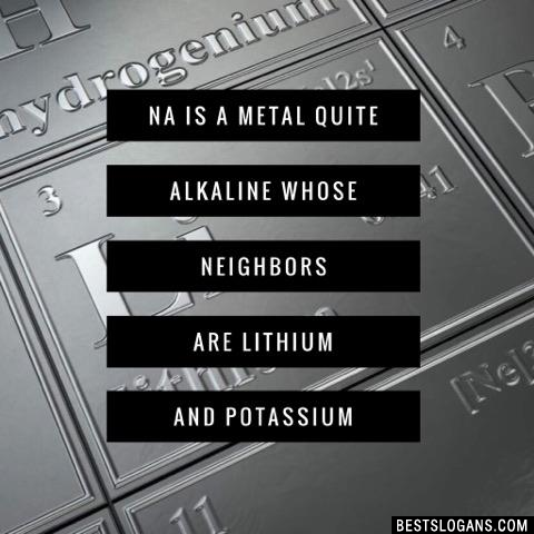 Na is a metal quite alkaline whose neighbors are lithium and potassium